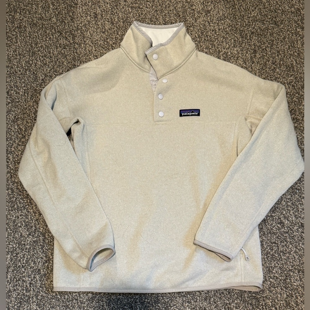 Patagonia Cream Snap-Neck Pullover Fleece Sweatshirt
